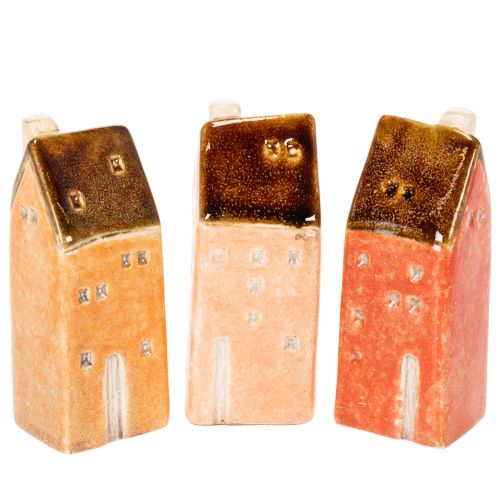 Deko Haus Keramik Miniaturhaus für Fensterbank 10cm 3St