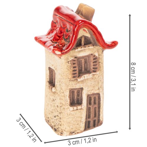Keramikhaus Dekoration Set Kleine Häuschen mit rotem Dach 8cm 2St | Floristik24.de