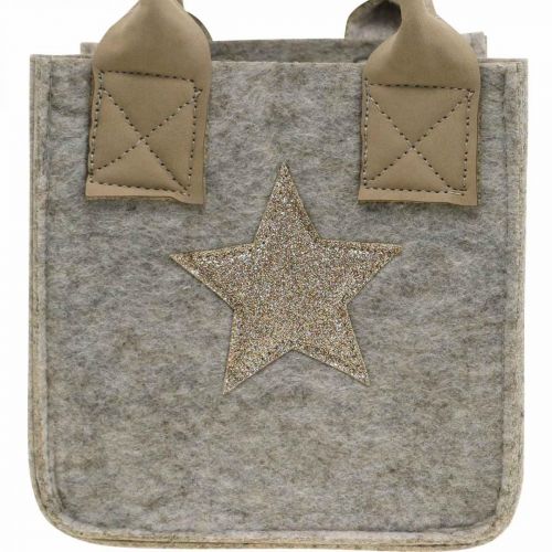 Floristik24 Deko-Übertopf Filz Tasche Weihnachtsdeko Beige 20/16cm 2er-Set