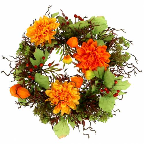 Floristik24 Herbstkranz Ø30cm mit Chrysamthemen orange