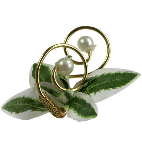 Floristik24 Hochzeitsanstecker mit Perlen, Gold 8cm 24 St