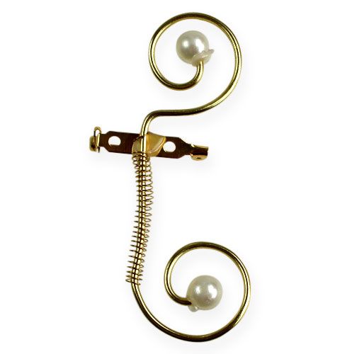 Floristik24 Hochzeitsanstecker mit Perlen, Gold 8cm 24 St