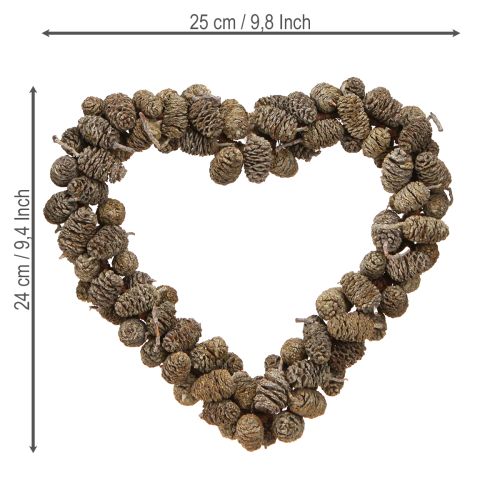 Artikel Herz Deko Zapfenherz Erlenzapfen Weiß gewaschen 24cm