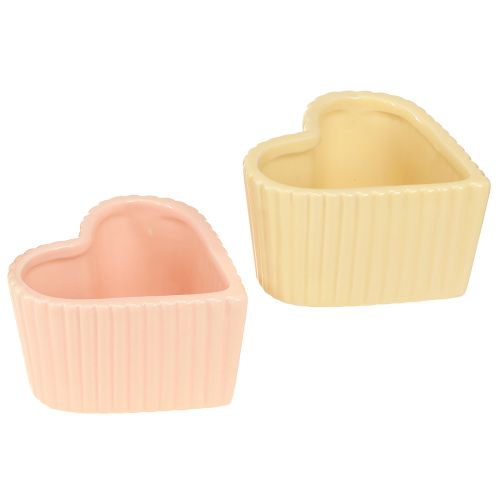 Floristik24 Herz Keramik Deko Glänzend Orange Gelb 11×10×6cm 6 St