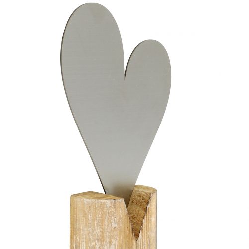 Floristik24 Herz Silber am Holzfuß 22cm x 11cm
