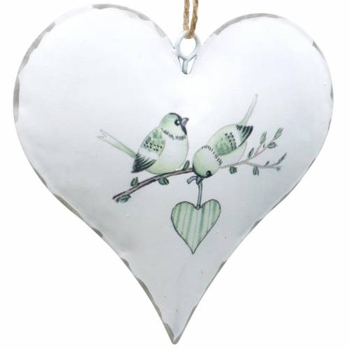 Floristik24 Dekohänger Herz mit Vogelmotiv, Herz-Deko zum Valentinstag, Metallanhänger Herzform 4St
