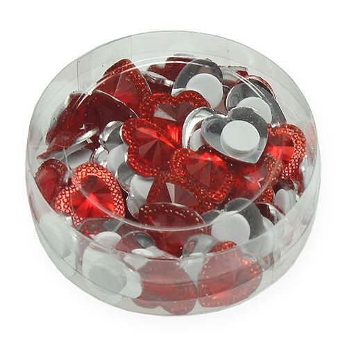 Floristik24 Herzen zum Aufkleben Diamant Rot 2cm 48 St