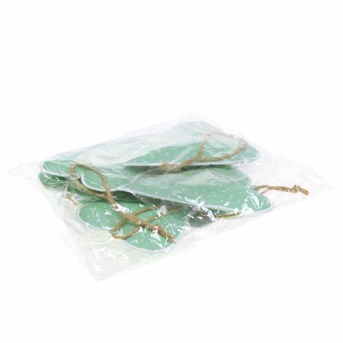 Floristik24 Herzhänger Metall Grün, Weiß gepunktet H11cm 6St