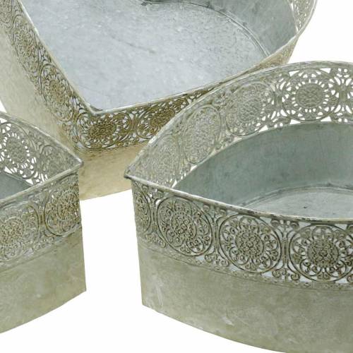 Floristik24 Pflanzschale Herz Metall Pflanzgefäß Vintage 3er-Set