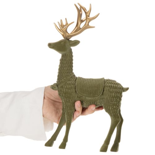Deko Hirsch Stehende Figur beflockt mit Geweih 31cm | Floristik24.de