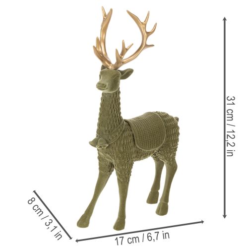 Deko Hirsch Stehende Figur beflockt mit Geweih 31cm | Floristik24.de