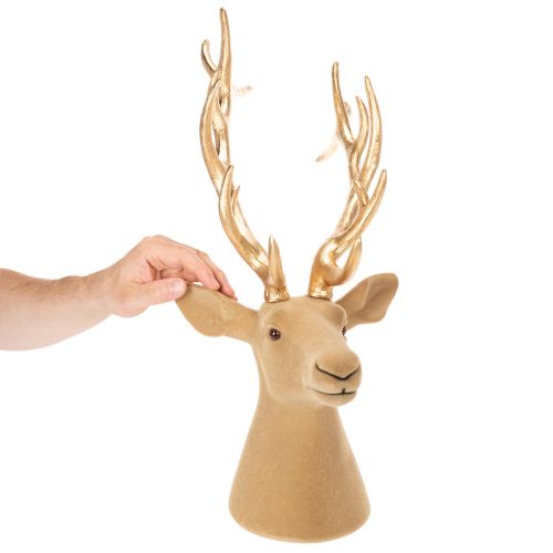 Deko Hirschkopf Skulptur mit großem Geweih 52cm | Floristik24.de