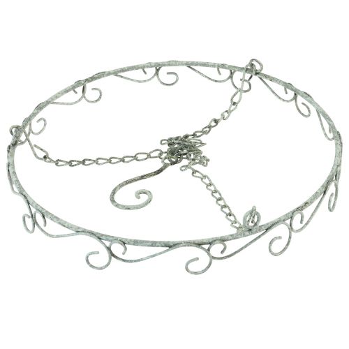 Floristik24 Hängedeko Metall Dekoring Weiß Shabby Chic Ø30cm H30cm