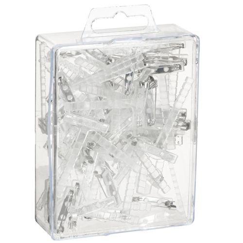 Artikel Hochzeitsanstecker Revers Anstecknadeln transparent/Silber 5cm 50 St
