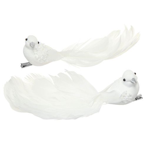 Floristik24 Hochzeitsdeko Tauben als Taubenpaar auf Clip Weiß 22cm 2 St