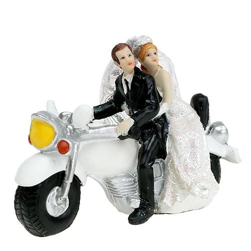 Hochzeitsfigur Brautpaar auf Motorrad 9 cm