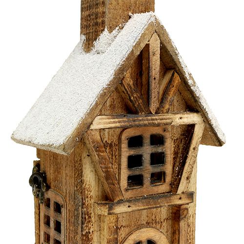 Floristik24 Holz-Kirche mit LED Beleuchtung Natur, Weiß 42cm