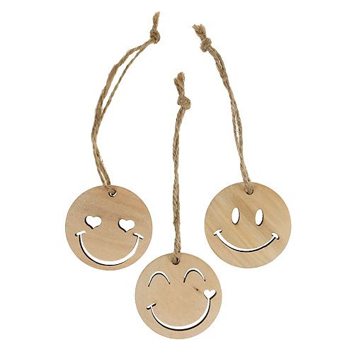 Artikel Holzanhänger Emoticon Emoticon® Ø4cm Natur 24 St