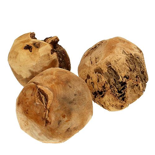 Floristik24 Holzball Tannenball Natur Ø9cm 3 St