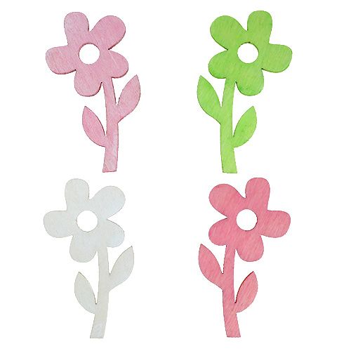 Floristik24 Holzblume 6cm pastelfarbig sort. 72St