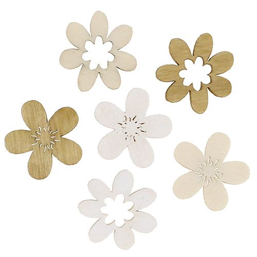 Floristik24 Holzblumen zum Streuen sort. 2cm Natur 144St