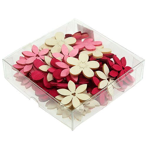 Floristik24 Holzblumen 4cm Pink sort. 72 St