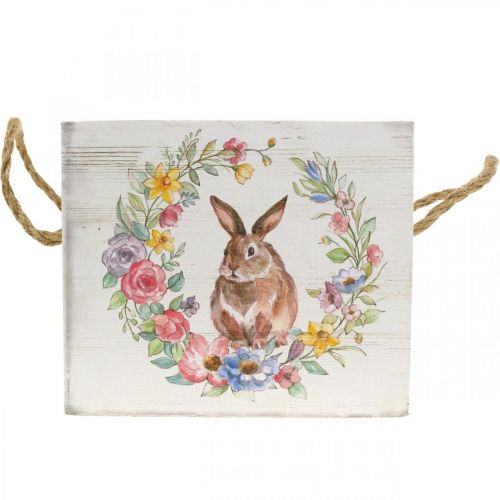 Floristik24 Deko Pflanzgefäß Shabby Holz Weiß Hase Pflanzkasten 12×14×14cm