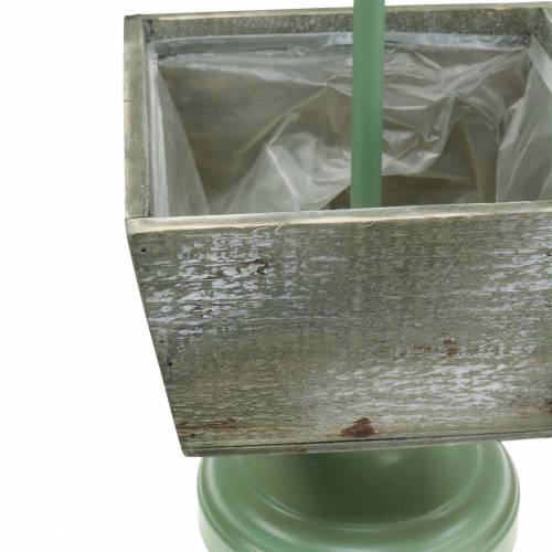 Artikel Pflanztopf mit Fuß Wetterfahne Holz Natur/grün 26x20cm H68cm