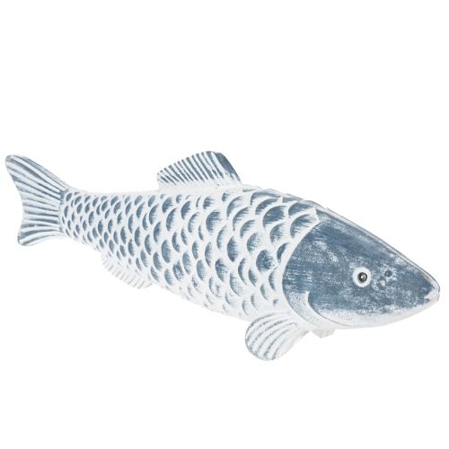 Holzfisch in Blau Weiß Fisch Deko Holzmehl 35cm 1St | Floristik24.de