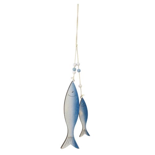 Floristik24 Holzfische Dekohänger Fisch Blau Weiß 11,5/20cm 2er-Set