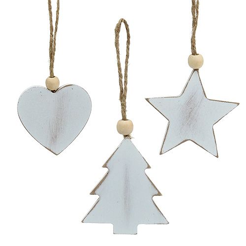 Floristik24 Holzhänger sort. Weiß 5-6cm 6 St