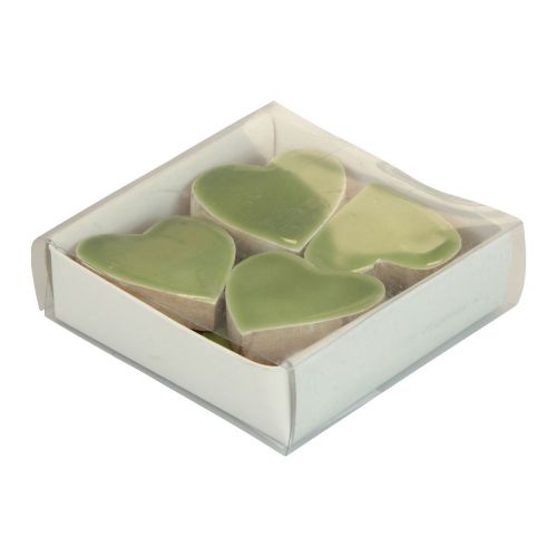 Floristik24 Holzherzen Deko Herzen Holz Hellgrün Glanzeffekt 4,5cm 8 St
