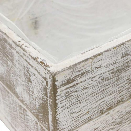 Floristik24 Pflanzkasten Holz Vintage Creme, Braun 32×16/28×13cm 2er-Set