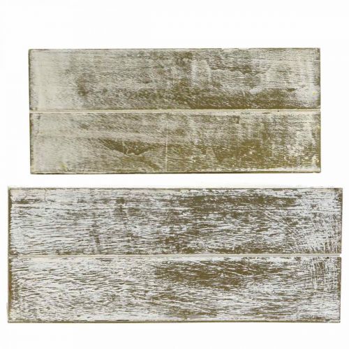Floristik24 Pflanzkasten Holz Vintage Creme, Braun 32×16/28×13cm 2er-Set