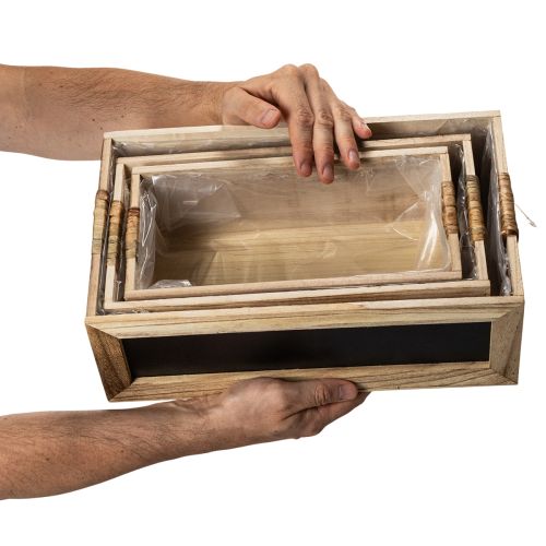 Kiste aus Holz mit Tafel zum Beschriften 3er-Set 36cm | Floristik24.de