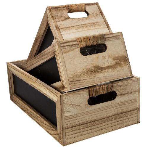 Kiste aus Holz mit Tafel zum Beschriften 3er-Set 36cm | Floristik24.de