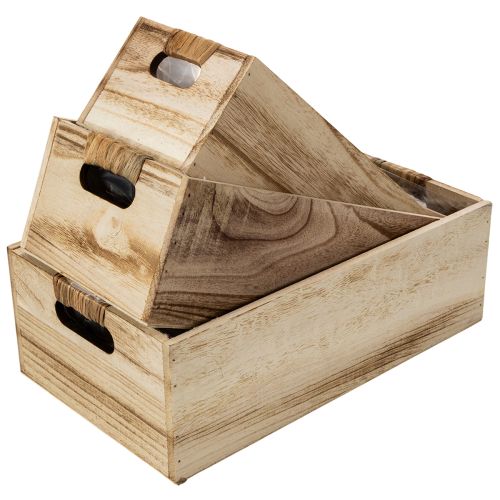 Kiste aus Holz mit Tafel zum Beschriften 3er-Set 36cm | Floristik24.de