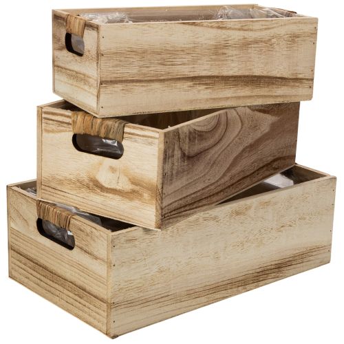 Kiste aus Holz mit Tafel zum Beschriften 3er-Set 36cm | Floristik24.de