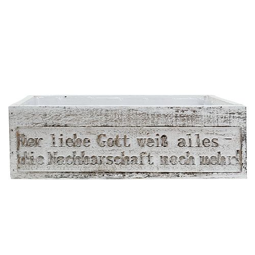 Floristik24 Holzkiste mit Spruch Weiß 38cm x 21cm H12cm