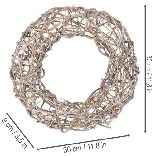 Artikel Holzkranz Dekokranz Natur Weiß Ø30cm H9,5cm