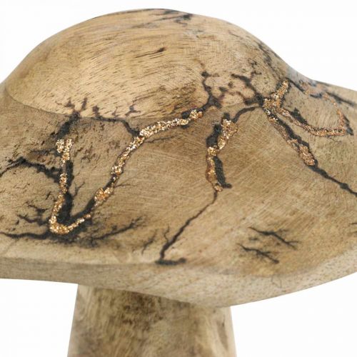 Floristik24 Holzpilz mit Muster Holzdeko Pilz Natur, Golden Ø12,5cm H15cm