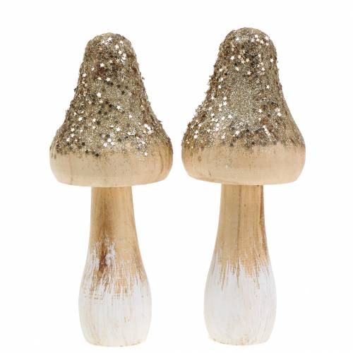 Floristik24 Holzpilz mit Glitter H17cm 2St
