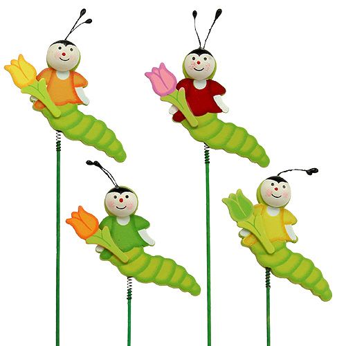 Holzraupe am Stab 8cm sort. 24St