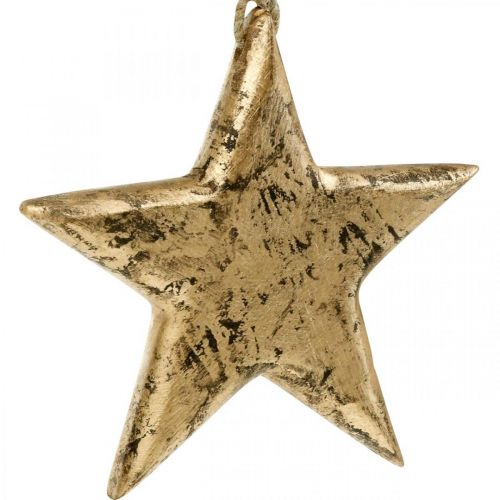 Floristik24 Stern zum Hängen, Holzdeko mit Gold-Effekt, Advent 14cm × 14cm