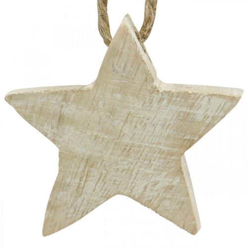 Floristik24 Holzstern Christbaumschmuck Natur, Weiß gewaschen 5cm 36St