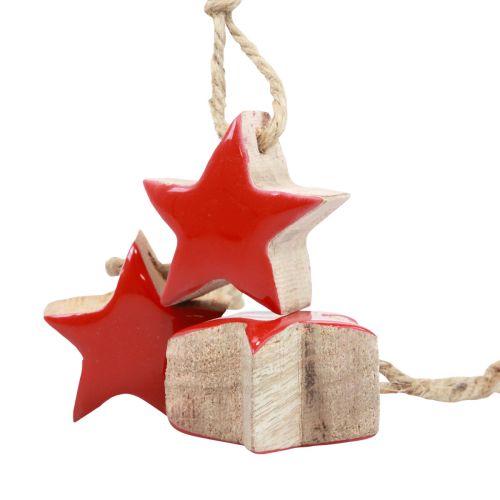 Floristik24 Holzstern Christbaumschmuck Rot, Natur Dekosterne 5cm 24 St