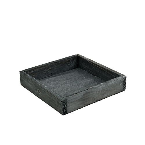 Floristik24 Holztablett Grau 14cm x 14cm x 3cm 5St