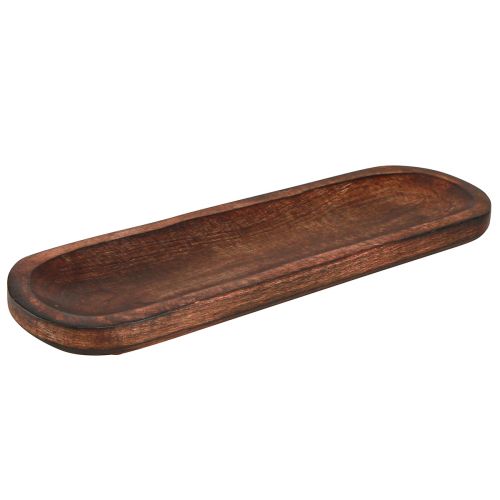 Artikel Holztablett oval Dunkelbraun lasiert Deko Tablett 40×12cm