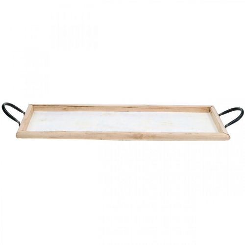 Floristik24 Holztablett mit Metallgriffen, Pflanzschale, Deko-Tablett Naturfarben L50cm