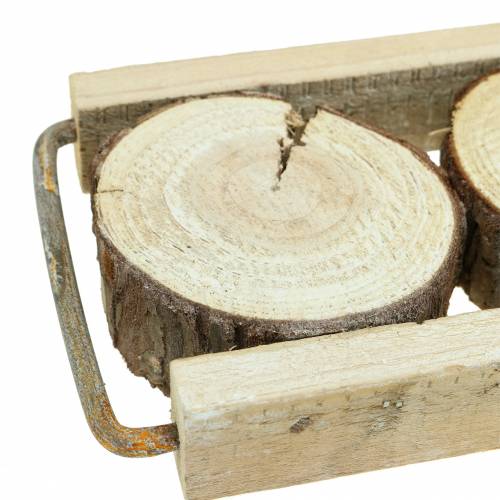 Dekotablett Holz mit Baumscheiben 34cm x 12cm H3cm